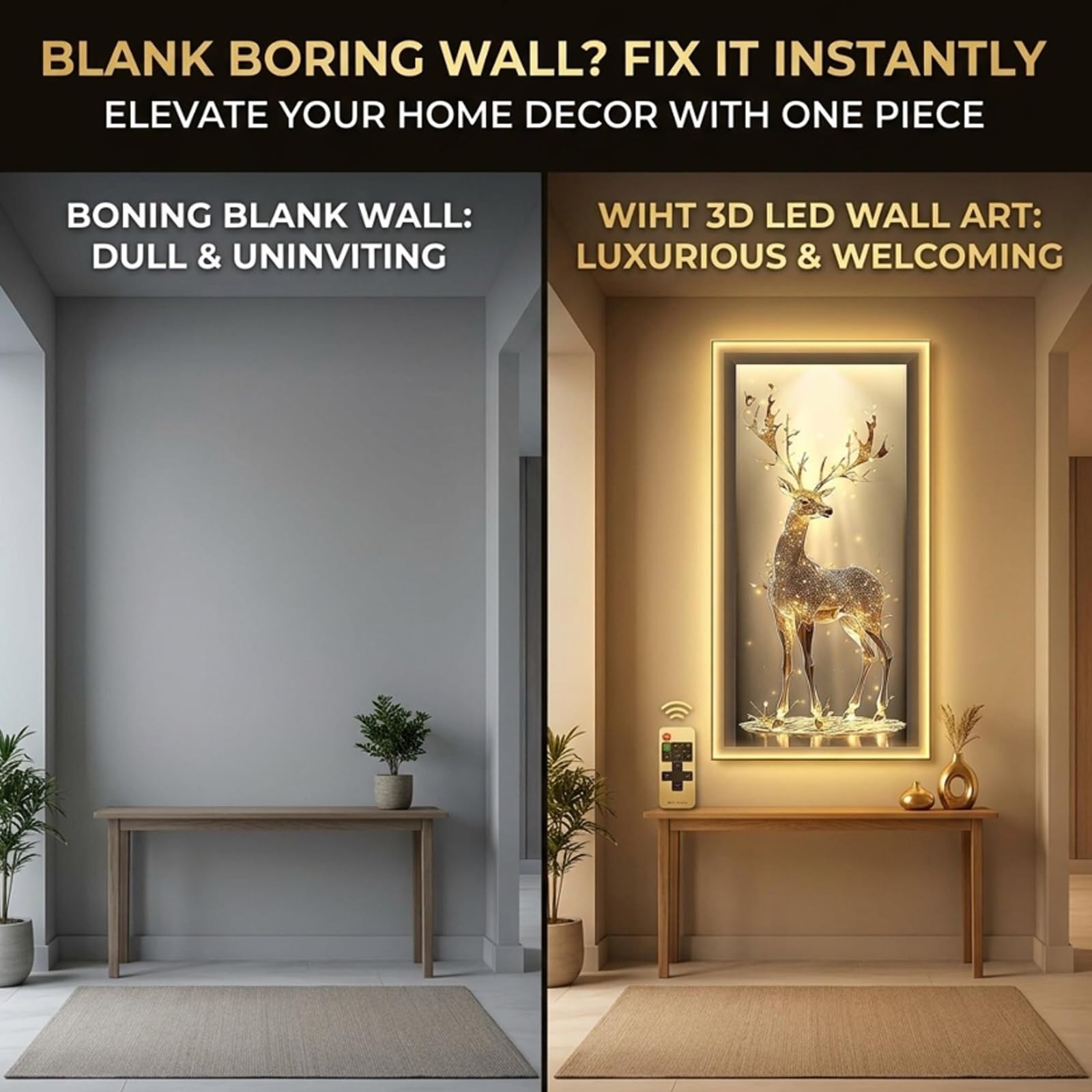 Lampada Decorativa Moderna 3D e Scultura Artistica a LED | Quadro luminoso da parete con paesaggio, Adatta per soggiorni, ingressi e interni domestici(B,80*160cm/31.5*63in)