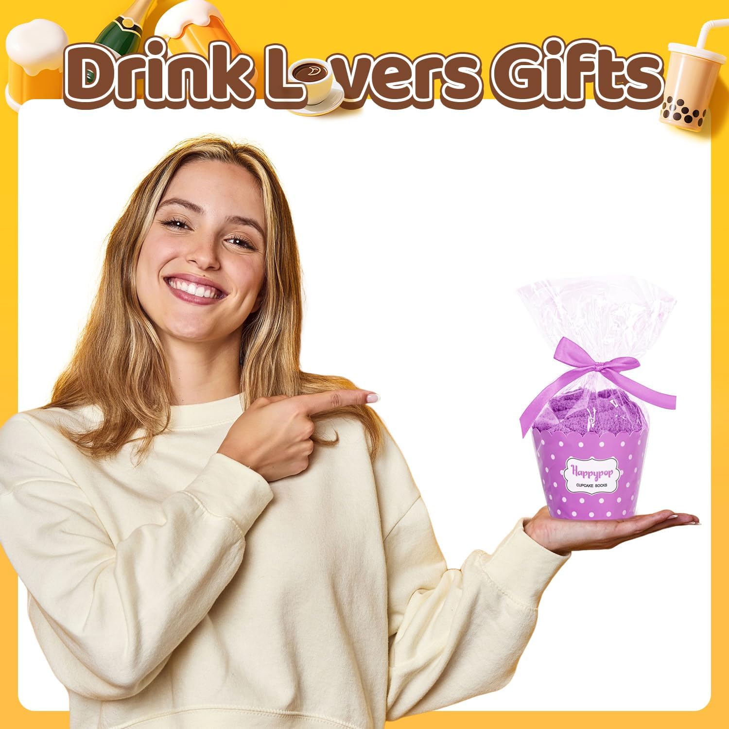 HAPPYPOP Fuzzy Drink Lover Gifts - Women Men Socks, Wine Margatita Bourbon Coffee Tea Lover - Image 4