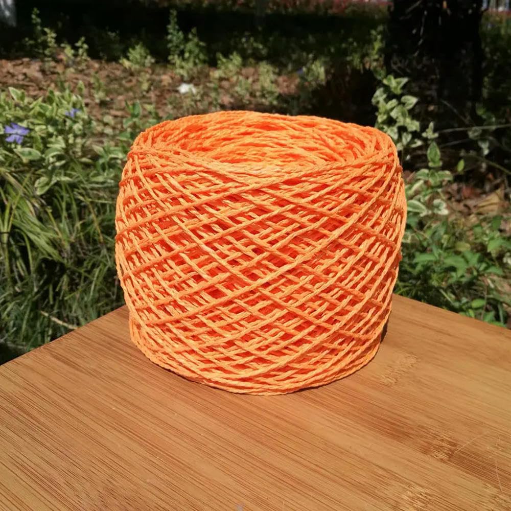 VIXDA 460g Medium Chunky Paper Raffia Yarn for Hand Crochet Knitting Summer Hats Dolls Crafts DIY Hook Bags Grass Thread Fluffy Yellow