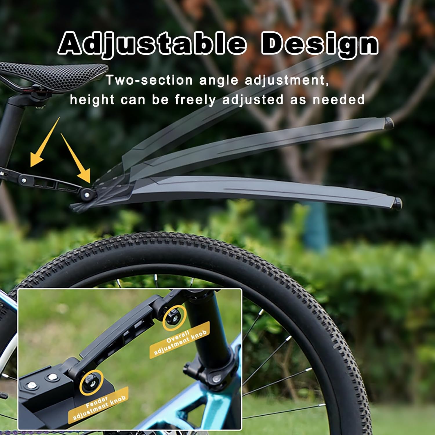 Bike Fender for Diamondback Bicycles Haanjenn Tero Bicycles Haanjo 2, Adjustable Bike Mudguard, Bike Front Rear Fenders, Splash Resistant Bicycle Fender Easy Installation Bicycle Mudflaps