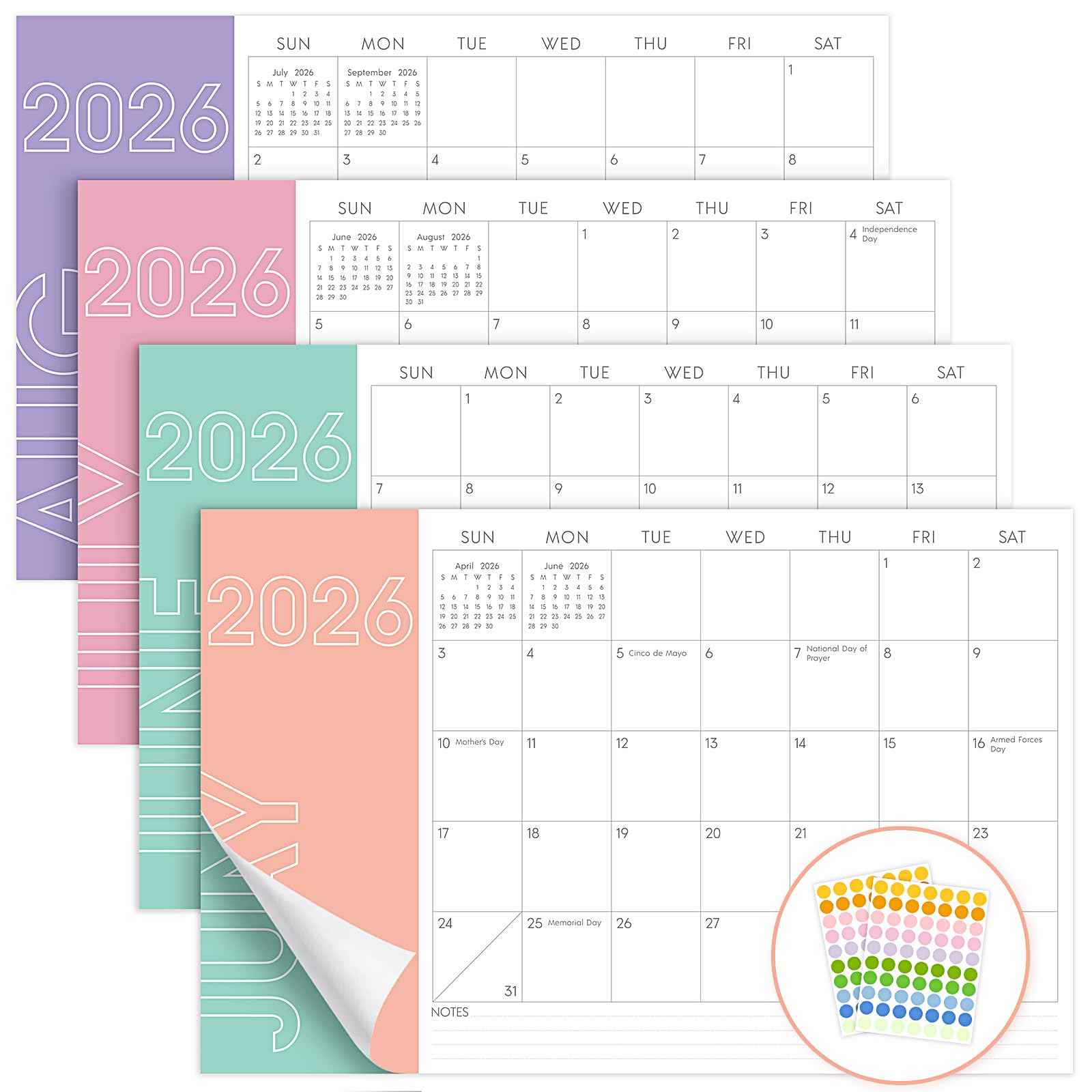 KONVINIT Large Desk Calendar 2026-2027, 20 Months Desk Calendar 2026-11"×17" - Runs From May 2026 Until December 2027, 2026 Desktop Calendar for School, Home & Office Supplies, Morandi