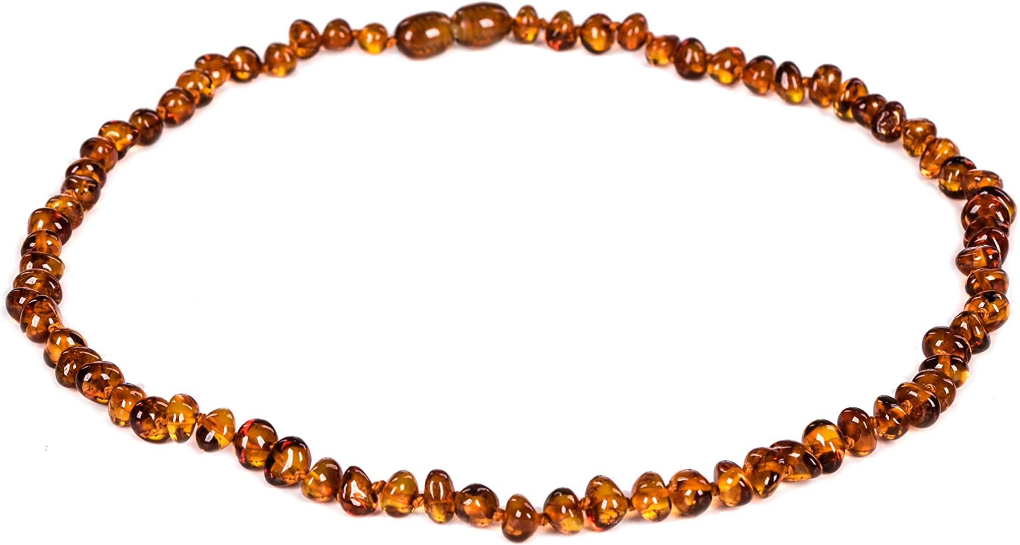 AMBERAGE Natural Baltic Amber Necklaces for Women - Hand Made from Polished/Certified Baltic Amber Baroque Beads/Quality Guaranteed (3 colors) (45cm- 17.72INCH)