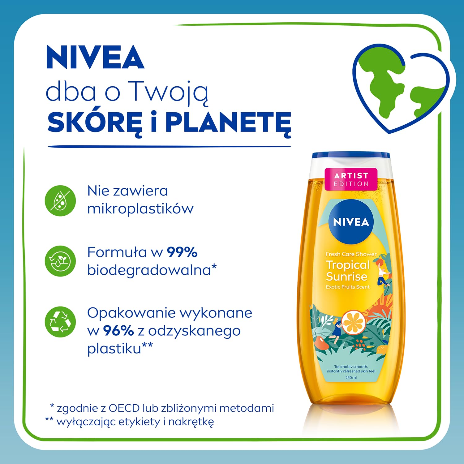 NIVEA Tropical Sunrise Odświeżający żel pod prysznic z witaminą C i E - egzotyczne owoce, 250 ml
