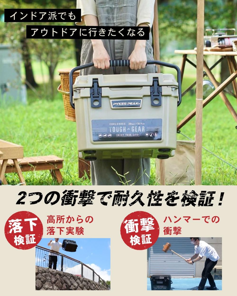 PYKES PEAK (パイクスピーク) クーラーボックス TOUGH GEAR 20QT (18.9L) / 45QT (42.6L) アウトドア 釣り BBQ ピクニック レジャー用 【 TOUGH SERIES 】