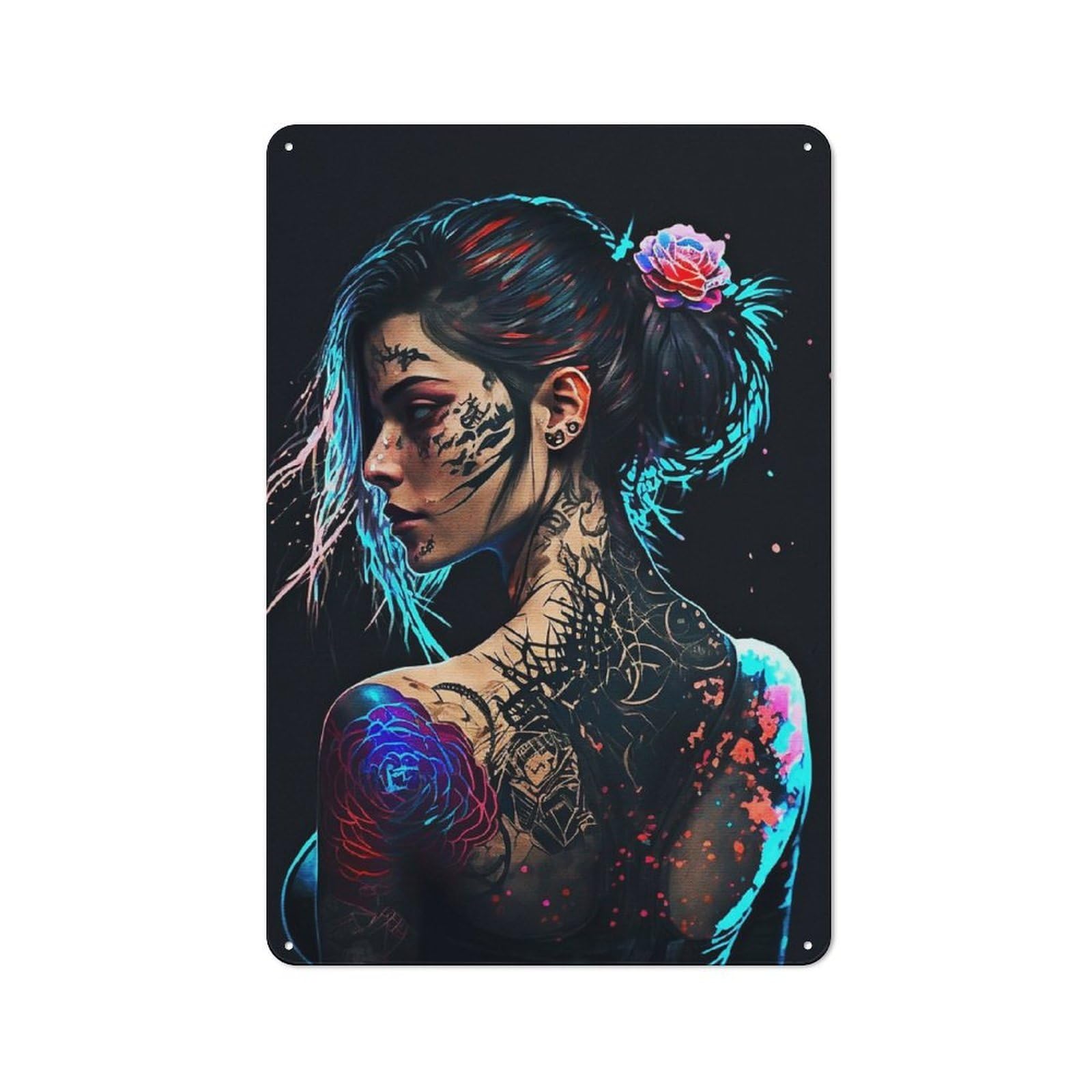Junmoney Women's Style Metal Wall Sign 30X20cm Featuring Aesthetic Tattoo For Hallway Wall, Suited To Wall Display Collectors