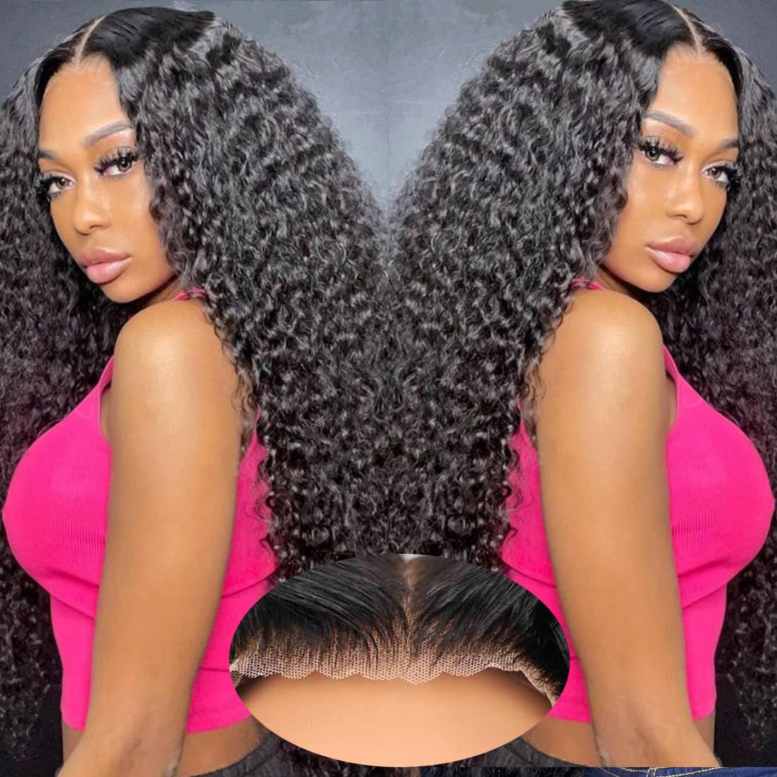 Wear and Go Glueless Wig Human Hair Pre Plucked Pre Cut 5x5 HD Lace Closure 28 Inch Water Wave Human Hair Wig for Black Women Brazilian Virgin Curly Wig Natural Black