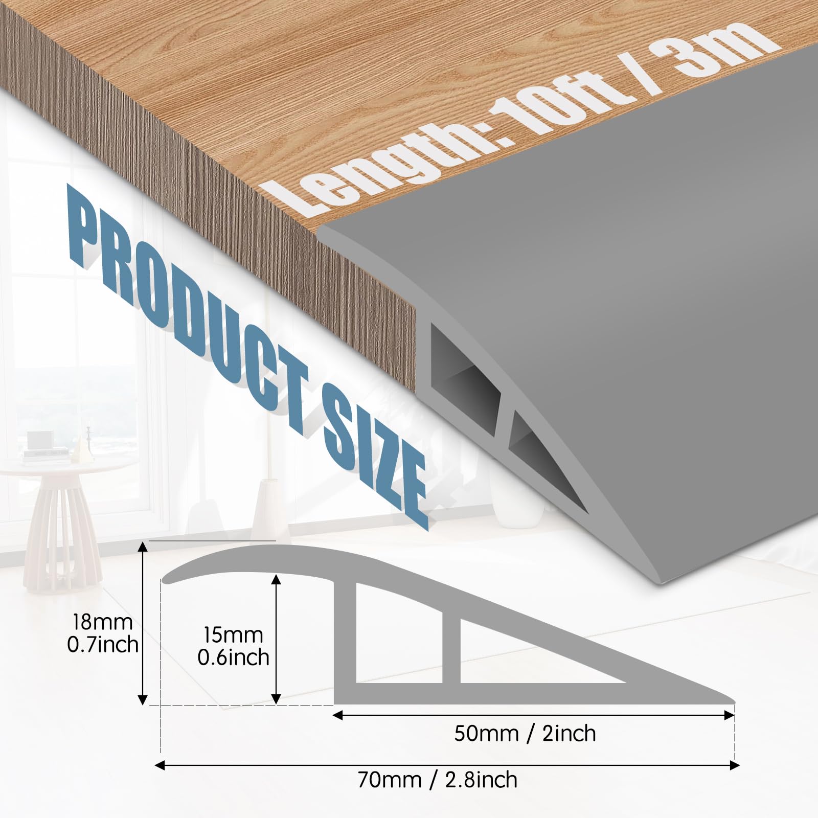 Floor Transition Strips Double Sided Self Adhesive Door Threshold Strips for Doorways Laminate Threshold for Gaps Carpet Floor Tiles - Image 2