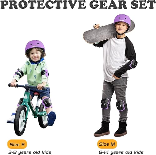Miniatura 2 de LEDIVO Kids Bike Helmet Protection Gear Set for Toddler Youth Adult, Bicycle Helmet Knee Pads Elbow Pads Wrist Guards for Roller Skate Skateboard
