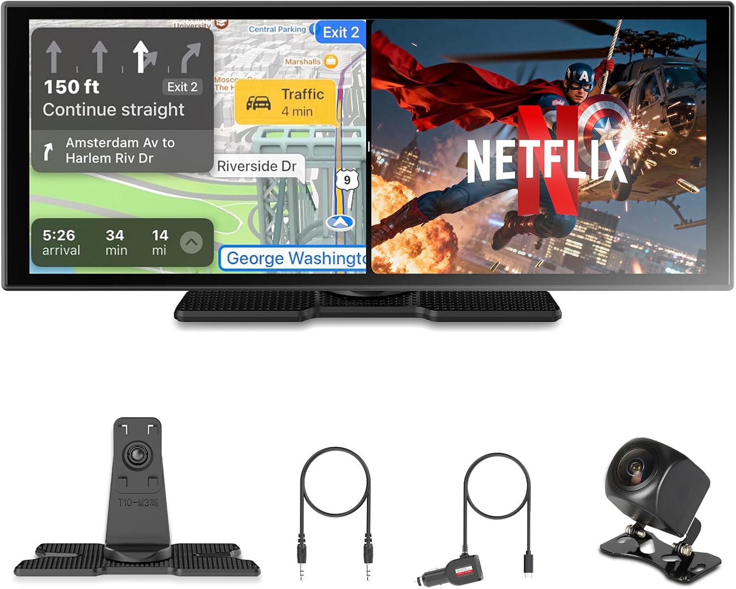 OTTOCAST ScreenFlow-01 displaying a split screen with navigation on the left and Netflix on the right.
