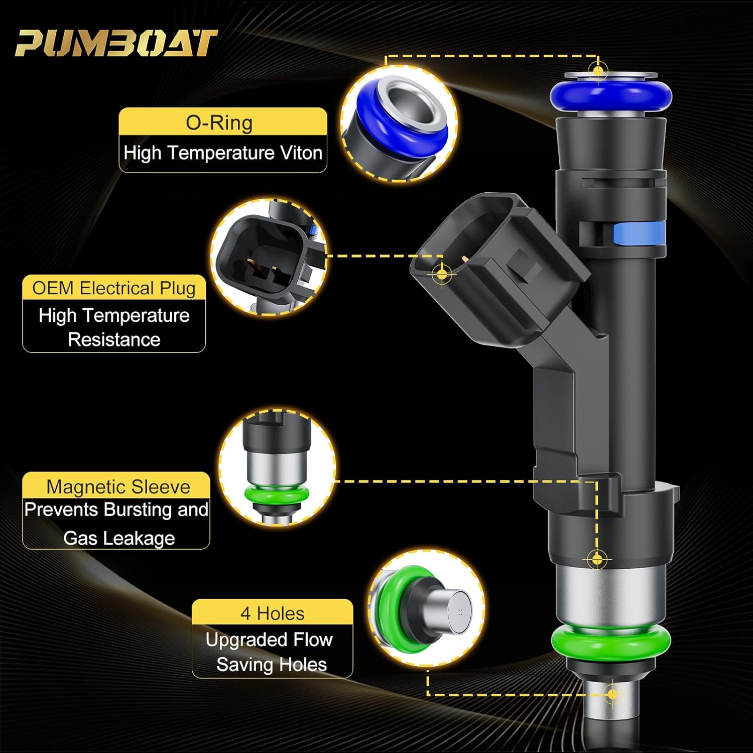 3.7L V6 Fuel Injectors Compatible With:➥Jeep Grand Cherokee(2005-2010)|Liberty(2004-2013)|Commander (2006-2010)|➥Dodge Dakota(2004-2011) OE#0280158020,FJ474 (Set of 6)4 Holes