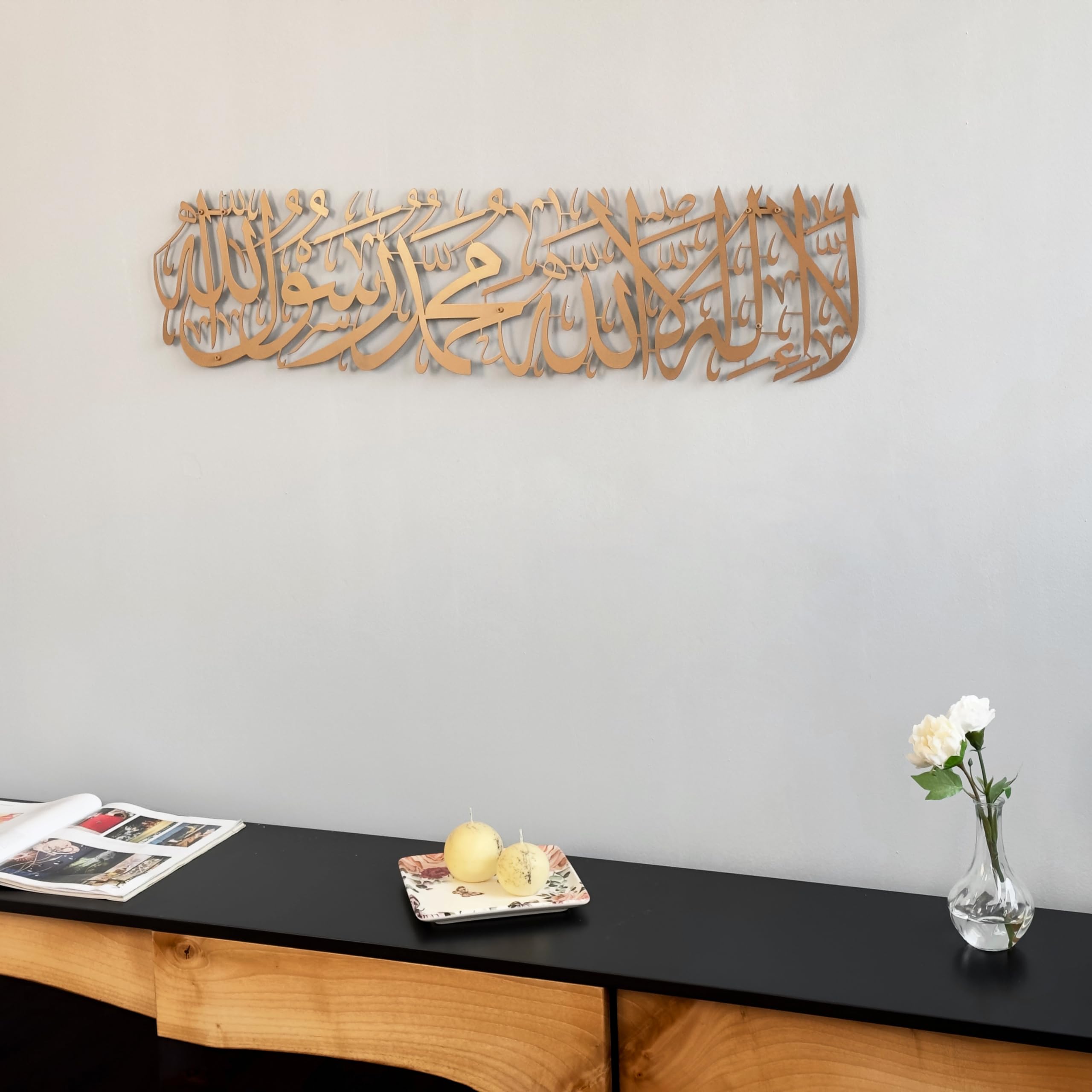 iwa concept First Kalima Metal Islamic Wall Art, La Ilaha Illallah Mohammad Rasulallah Arabic Calligprahy Decor - Image 3