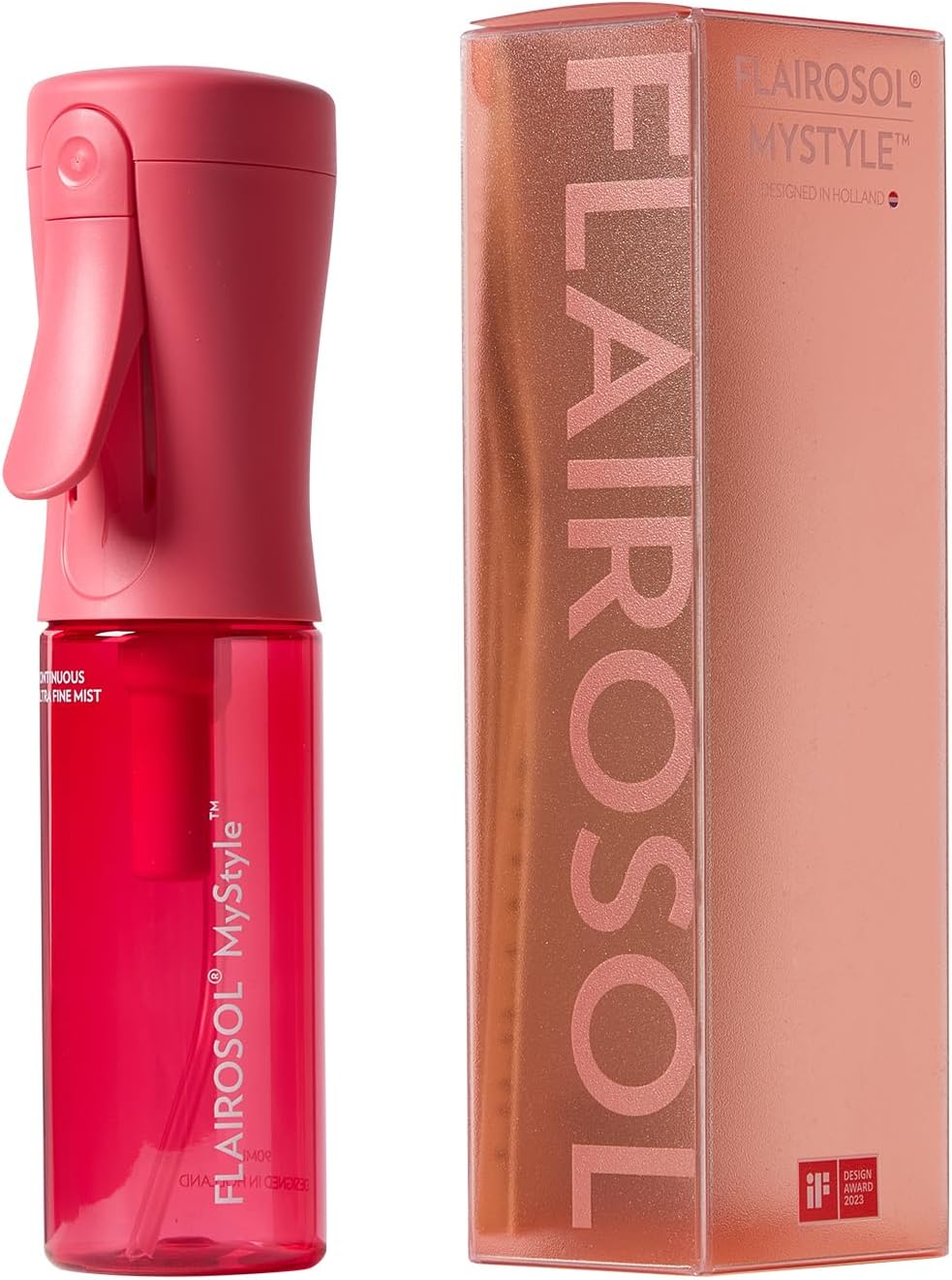 FLAIROSOL MyStyle Hair Spray Bottle - Small Travel Spray Bottle Extra Fine Continuous Water Mist Face Hair Styling Salon Cleaning Beauty Toner Hydration Makeup 3.2 oz / 90ml Pink