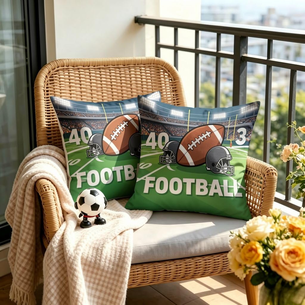 Stadium Football Throw Pillow Cover, Linen Cushion Cover-18x18