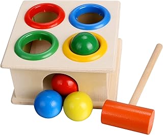 لعبة المطرقة وصندوق الألعاب من ارشاينر التعلم المبكر مطرقة خشبية وكرات لعب أحمر بلاستيك