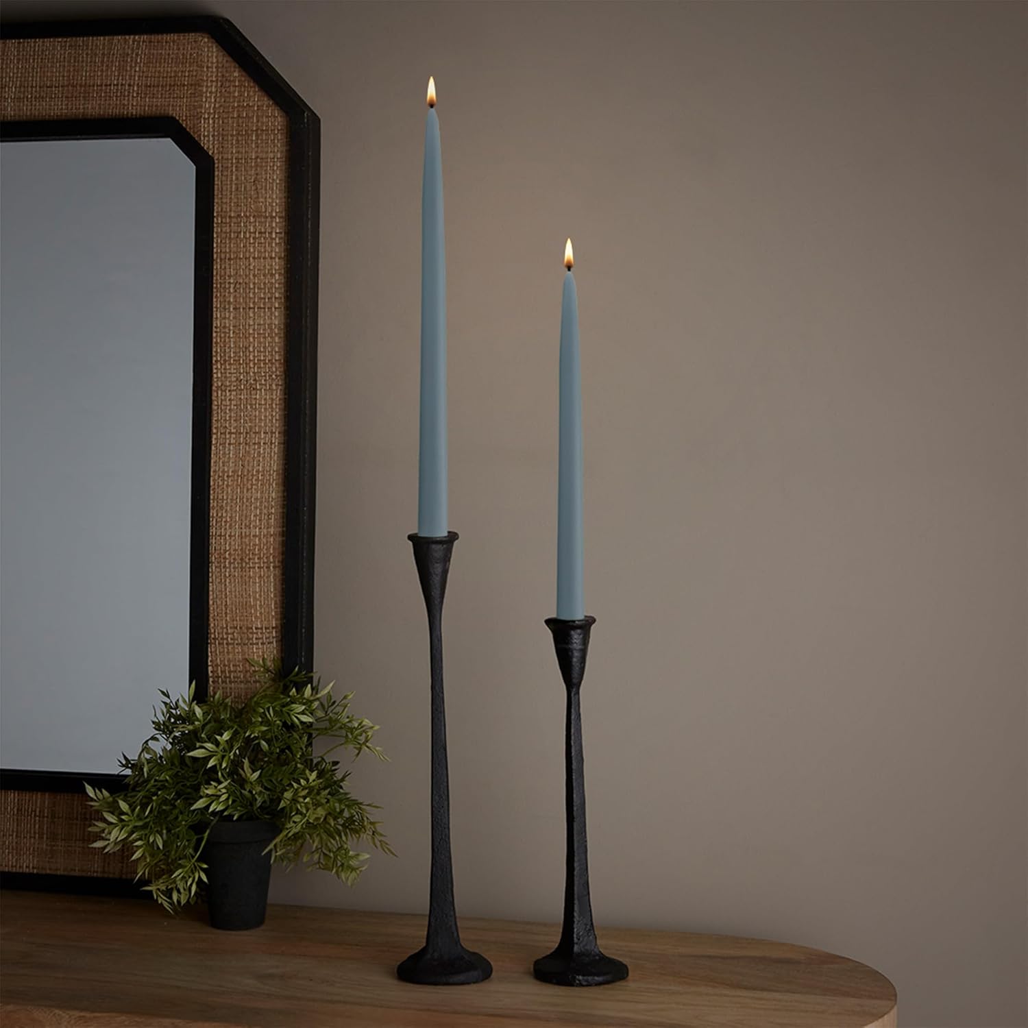 Root Candles Unscented Dinner Candles Premium Beeswax Blend Boxed Candle Set, 12-Inch, Williamsburg Blue, 12-Count