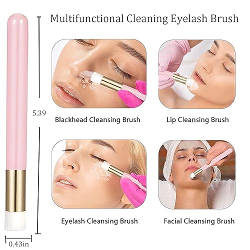 Miniatura 4 de Shmian Kit de limpieza de pestañas, mini ventilador portátil rosa para secador de pestañas y cepillo de limpieza de extensiones, ventilador