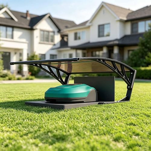 Robot Lawn Mower Garage Polycarbonate 40" W x 32" D Outdoor Shelter (Brown)