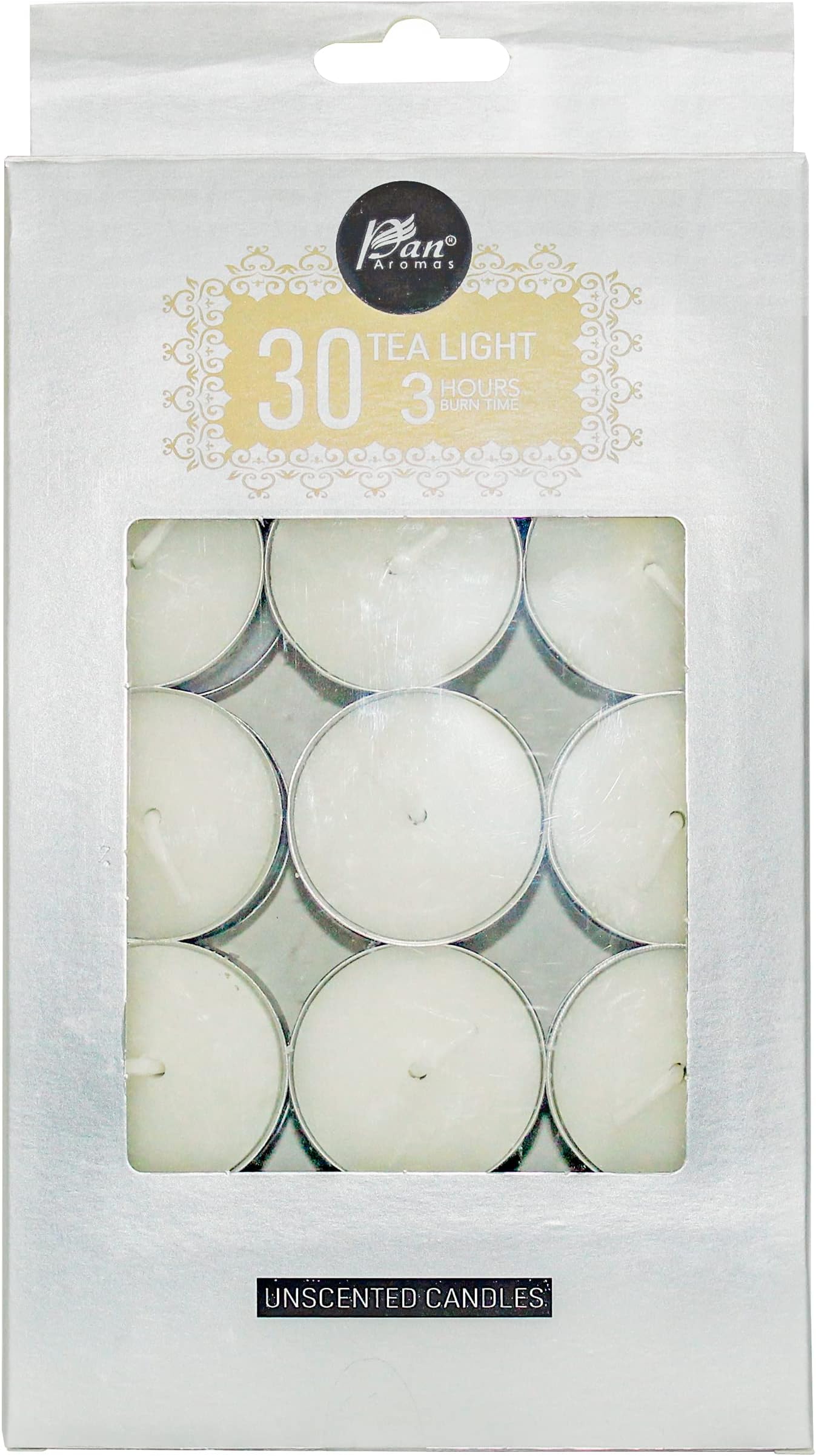 Pan AromasWhite Tealight Candle (Unscented) - 30 Pack