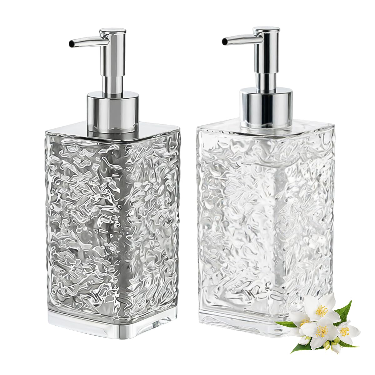 2 Pack Plastic Soap Dispenser, 400ml Handwash Dispenser Bottle (Square) — image 1