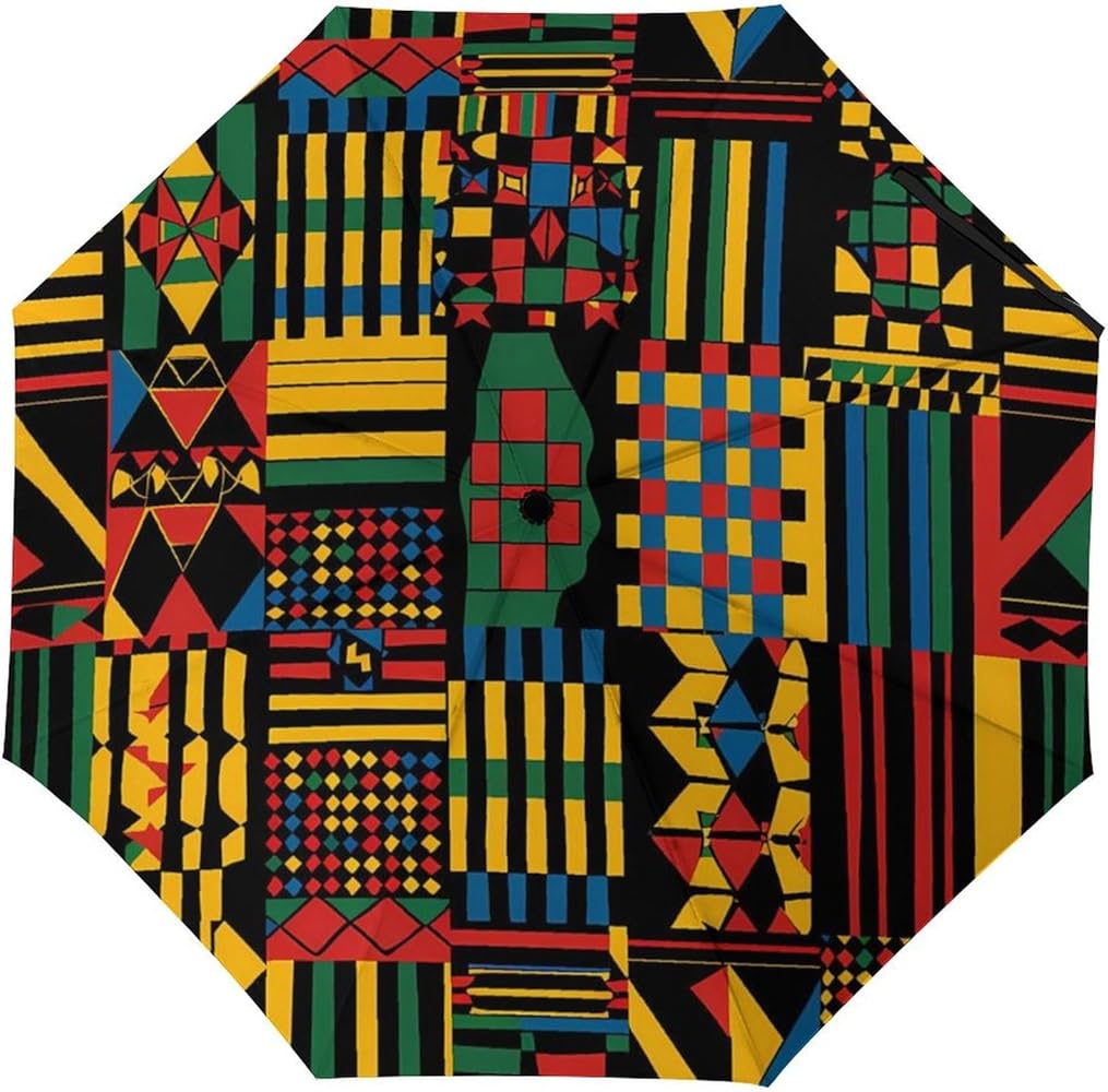 African Kente Print Travel Umbrella Portable Windproof Folding