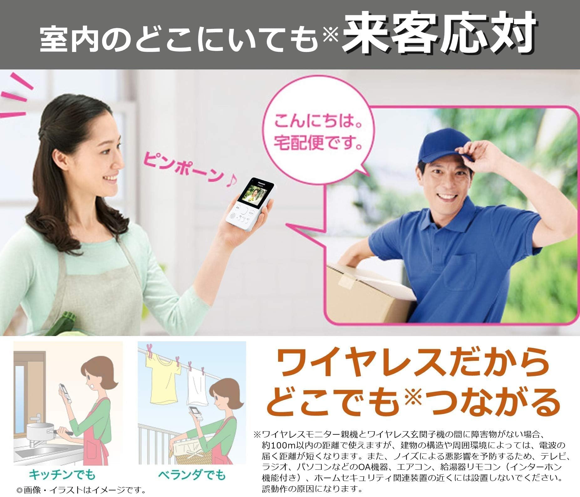 Amazon.co.jp: ワイヤレステレビドアホン 配線工事不要 LEDライト搭載