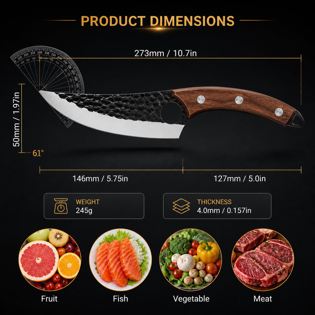 Machado Utility Knife - Stainless Steel & Damascus Blade -8