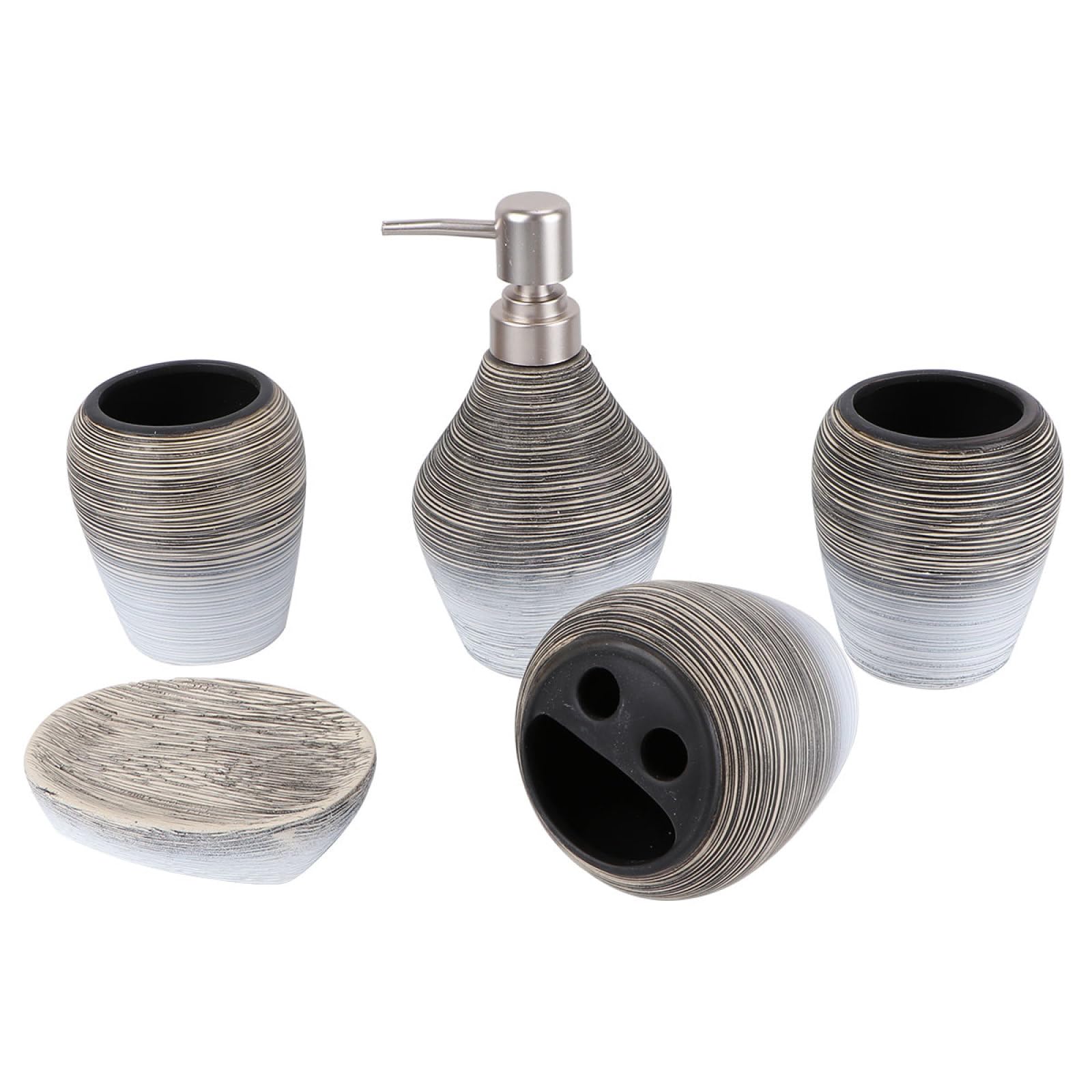 CLISPEED 5 Pezzi Set da Bagno in Ceramica Fatto a Mano Porta Sapone e Porta Spazzolino, Leggero e Resistente, per Uso in Bagno e Viaggio