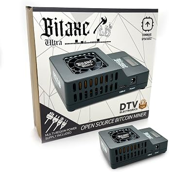 Bitaxe Ultra Bitcoin Miner, BM1366 ASIC, 500 GH/s | Open Source BTC Miner, 500 GH/s Hash Rate, Low Power, Quiet Solo Mining, 2.4GHz WiFi, Home Use, Multi-Region PSU