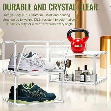 10 Pack Acrylic Shoe Boxes,Stackable Organizer for Everyday Footwear