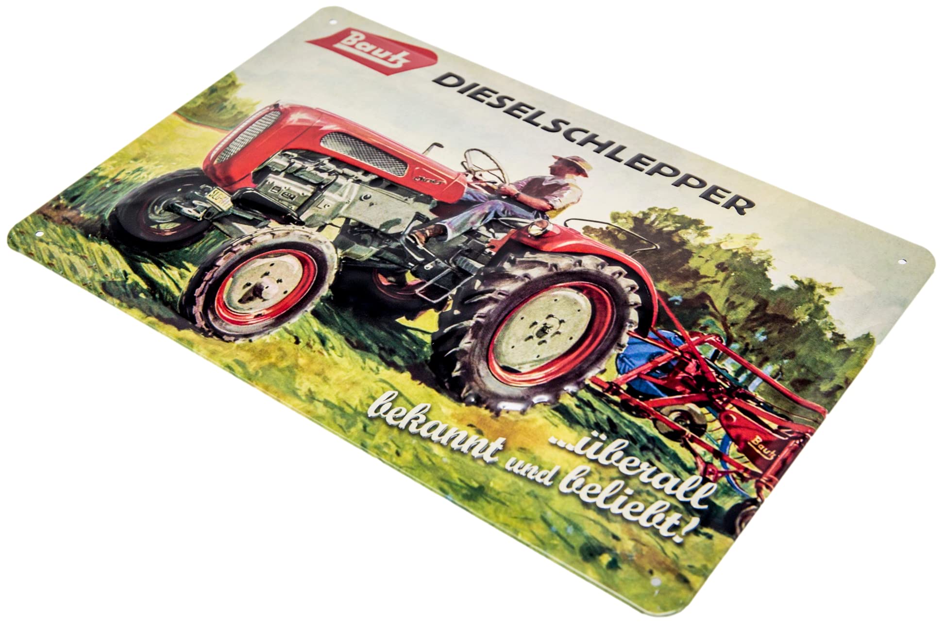 Plaque en tôle de tracteur rétro – Convient pour les fans de tracteurs diesel de Bautz – tôle d'acier gaufrée de qualité supérieure – Effet 3D – 30 x 20 cm