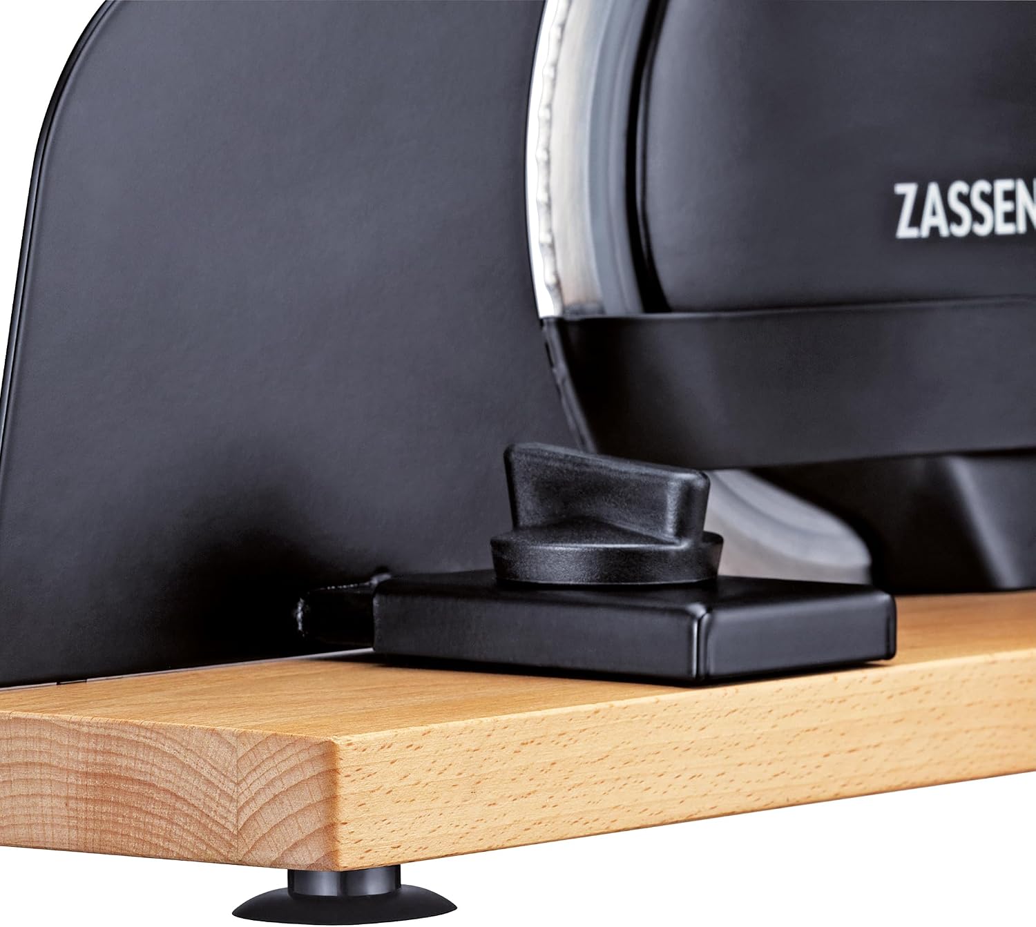 Zassenhaus Pure Bread Slicer, Black, Manual Crank Machine with Stainless Steel Blade, Special Serrated Edge, Made in Solingen, Continuous Cutting Thickness Adjustment up to 20 mm