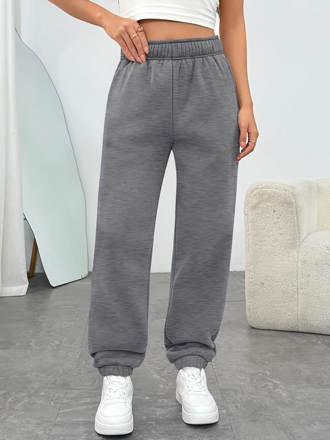 Trendy Queen Womens Sweatpants High Waisted Winter Baggy Lounge Pants Fall Active Fleece Comfy Joggers 2026 - Image 2