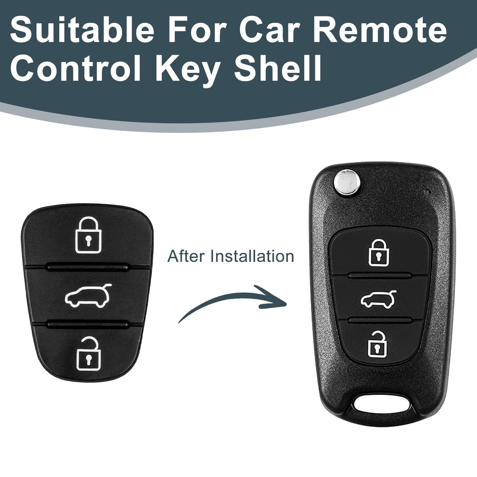 3 Pièces Coque Clé De Voiture Silicone Compatible Pour Hyundai I10 I20 I30 I40 Ix20 Ix30 Ix25 Ix35 Ix45 Elantra Tucson Santa Fe Solaris, Boitier De Télécommande 3 Boutons De Remplacement