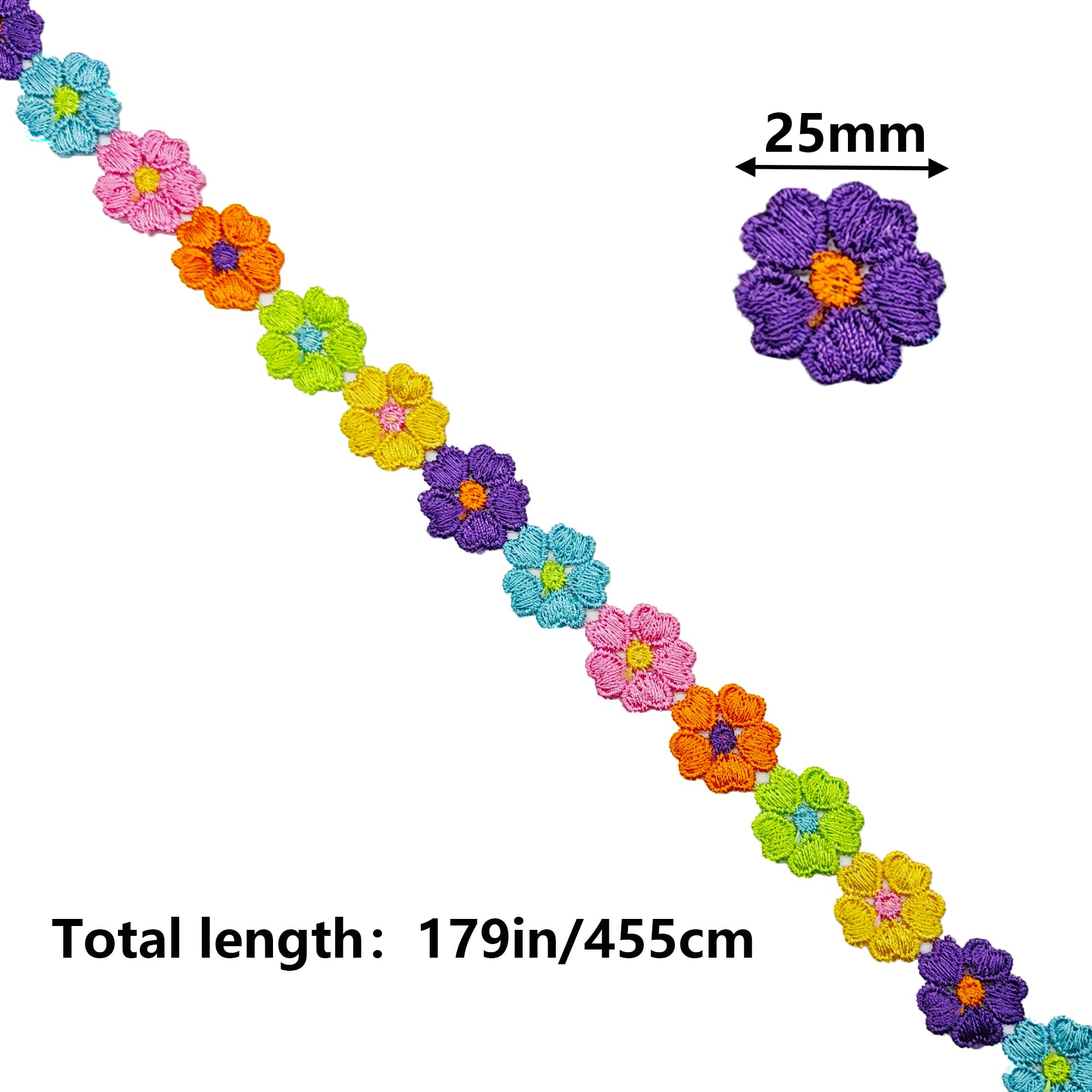 PH PandaHall 6 Iarda Nastro in Pizzo Floreale 6 Colori Passamaneria Fiori, 15mm Nastro Decorativo Ribbon per Matrimonio Applique Cucito Scrapbooking Artigianato Fai da Te