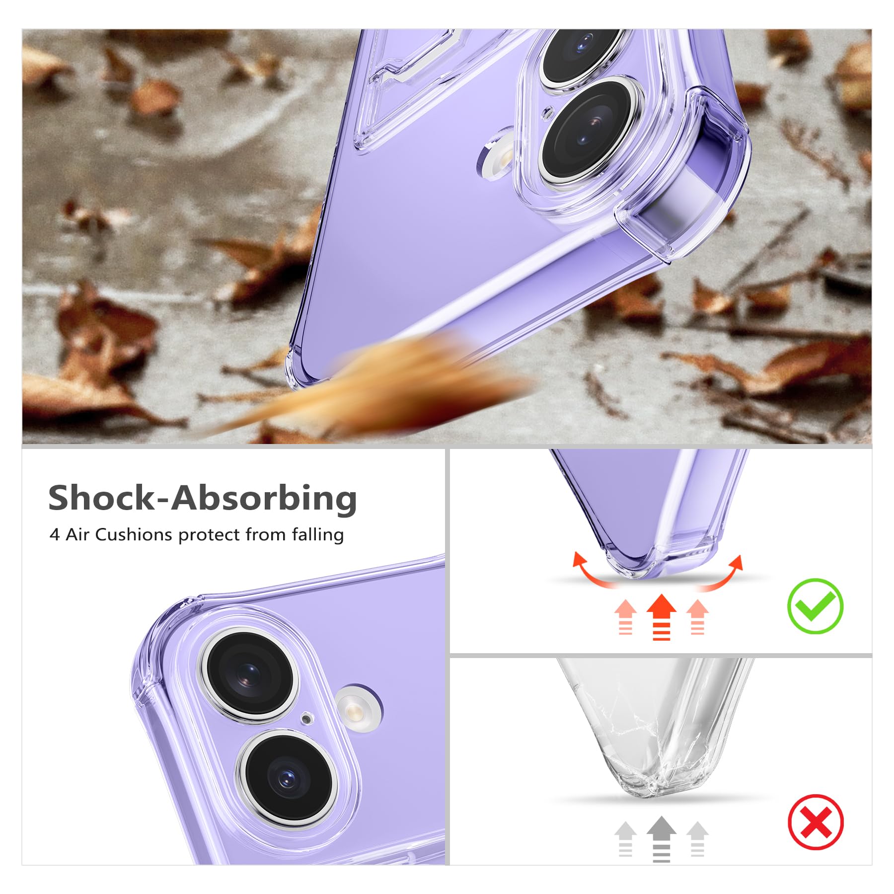 DEFBSC Compatible with iPhone 16, Transparent Back Card Holder Phone Case - Image 2