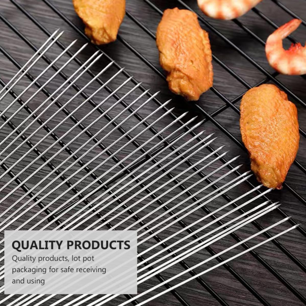 100 Spiedini per Barbecue in Metallo Inossidabile 304 Resistente alla Corrosione alle Alte Temperature per Picnic e Barbecue in Giardino