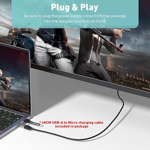 Miniatura 8 de Adaptador HDMI a DisplayPort (4K 60Hz, 1080p 120Hz) Convertidor HDMI unidireccional macho a DP hembra para monitor compatible con GPU, laptop, AMD,