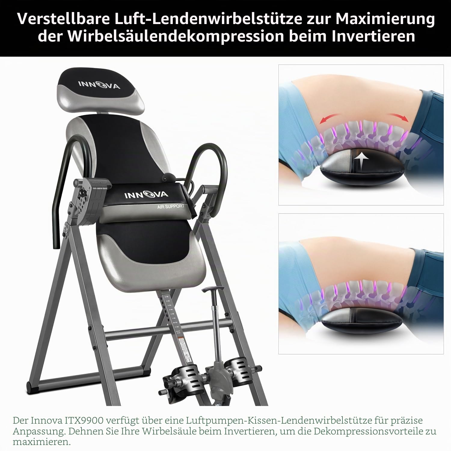 Innova itx9900 Heavy Duty Deluxe Inversion Tisch mit Air Lendenwirbelstütze