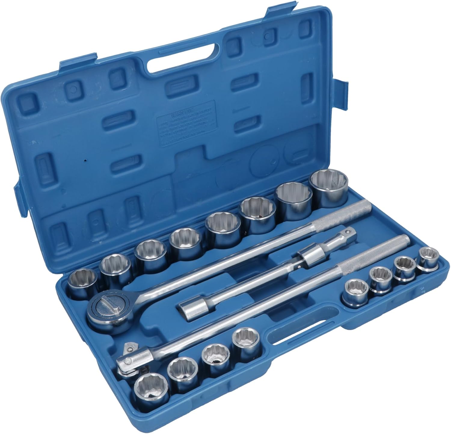 3/4" Socket Set Metric Sizes 21pcs 19mm to 50mm Extension Ratchet 12 Sided TE177