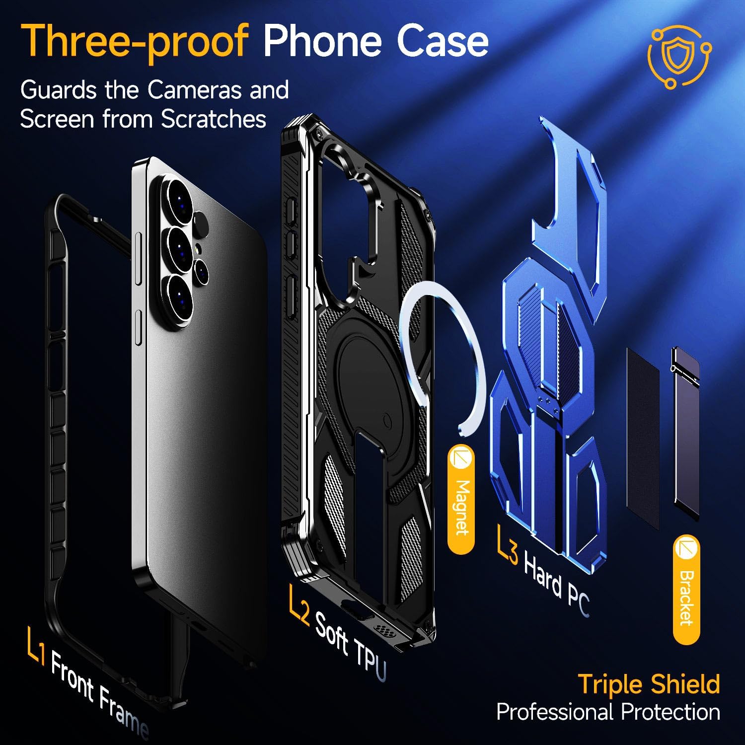 for S26 Ultra Case Magnetic for Samsung Galaxy S26 Ultra, with Screen Protector,[Compatible with MagSafe] Military Grade Drop Proof Protection Magnetic Case for 26 Ultra, Blue