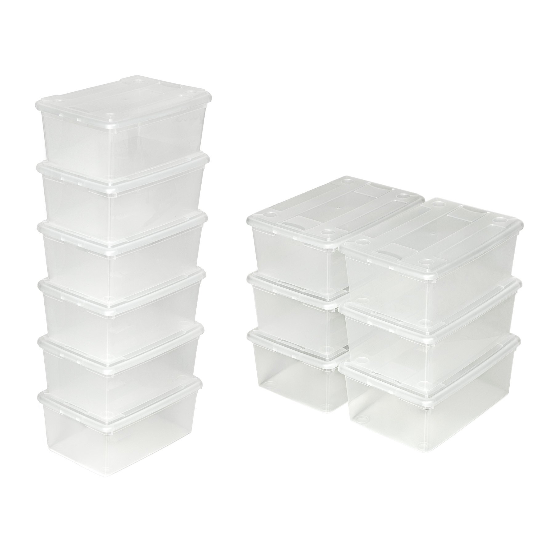tectake Cajas de almacenaje de Zapatos Calzado Cajas plástico Transparente apilable 33x23x12cm - Varias cantidades - (4x6 | no. 402006)