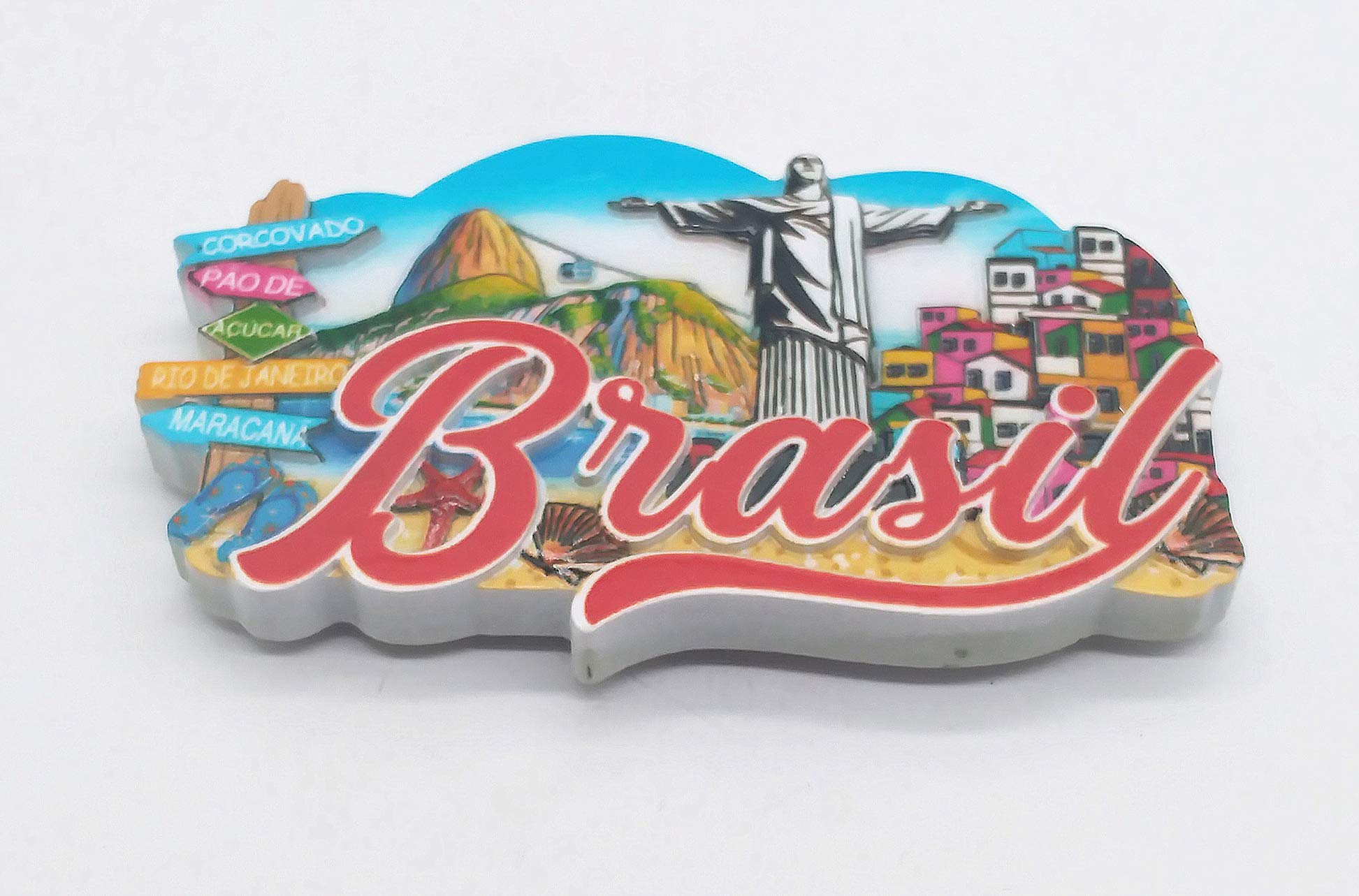 Aimant de réfrigérateur 3D en résine souvenir de voyage du Brésil Balneário Camboriú - Fait à la main - Décoration de maison et de cuisine