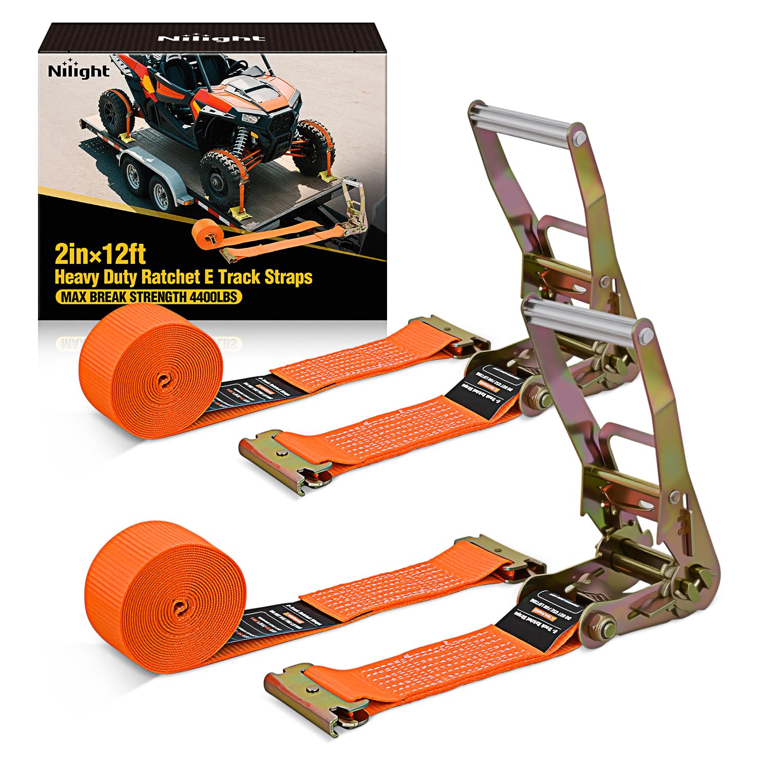 Nilight E-Track Ratchet Straps 2 Pack 2" x 12'
