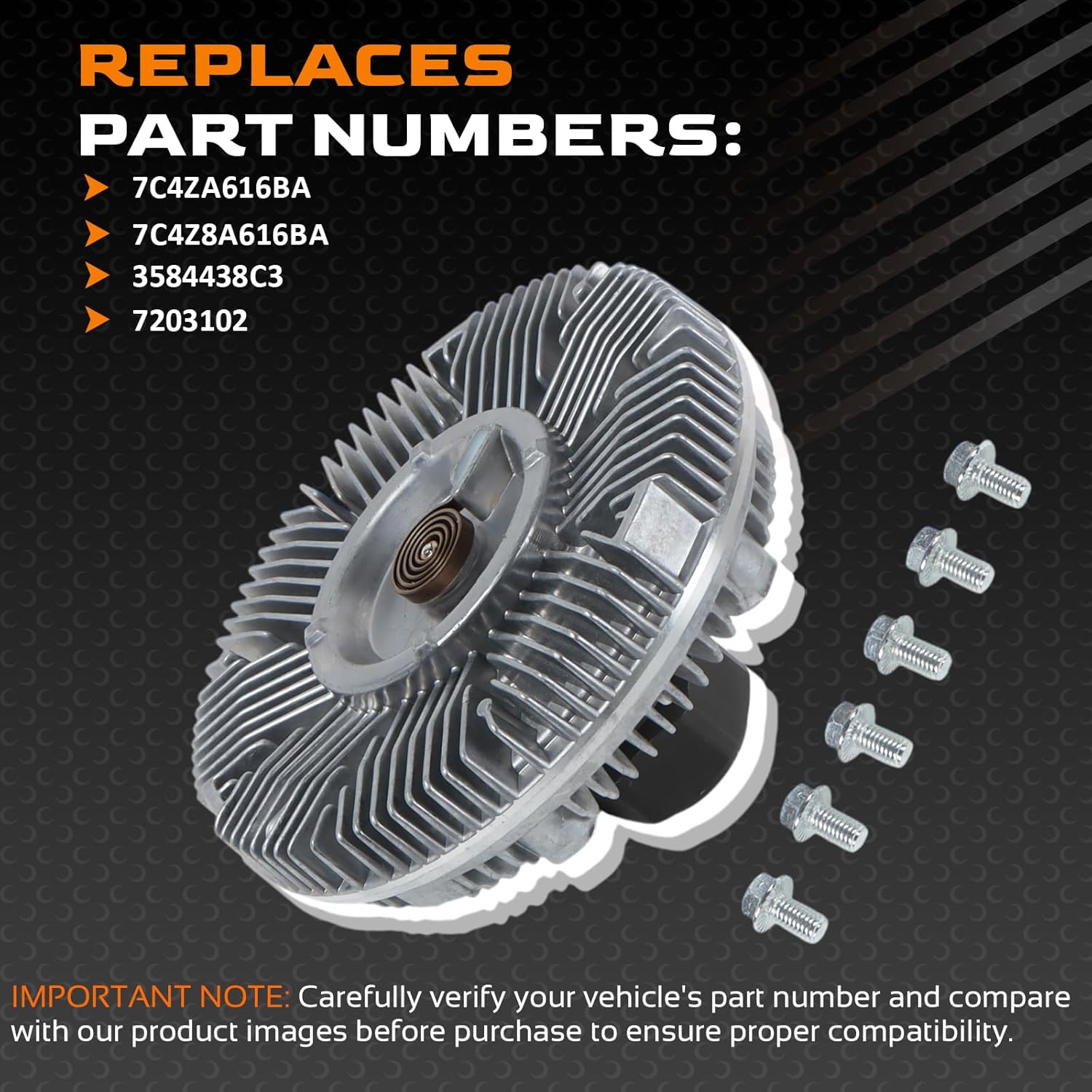 Engine Cooling Fan Clutch 7C4ZA616BA 7C4Z8A616BA 3584438C3 Replacement Compatible with International DT466E Diesel Engine