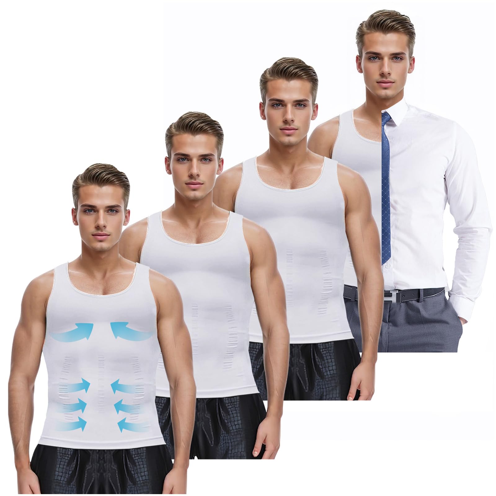 MEETYOO Schlankheits Unterhemd Shapewear Gynäkomastie Kompressionsshirt Herren Body Shaper