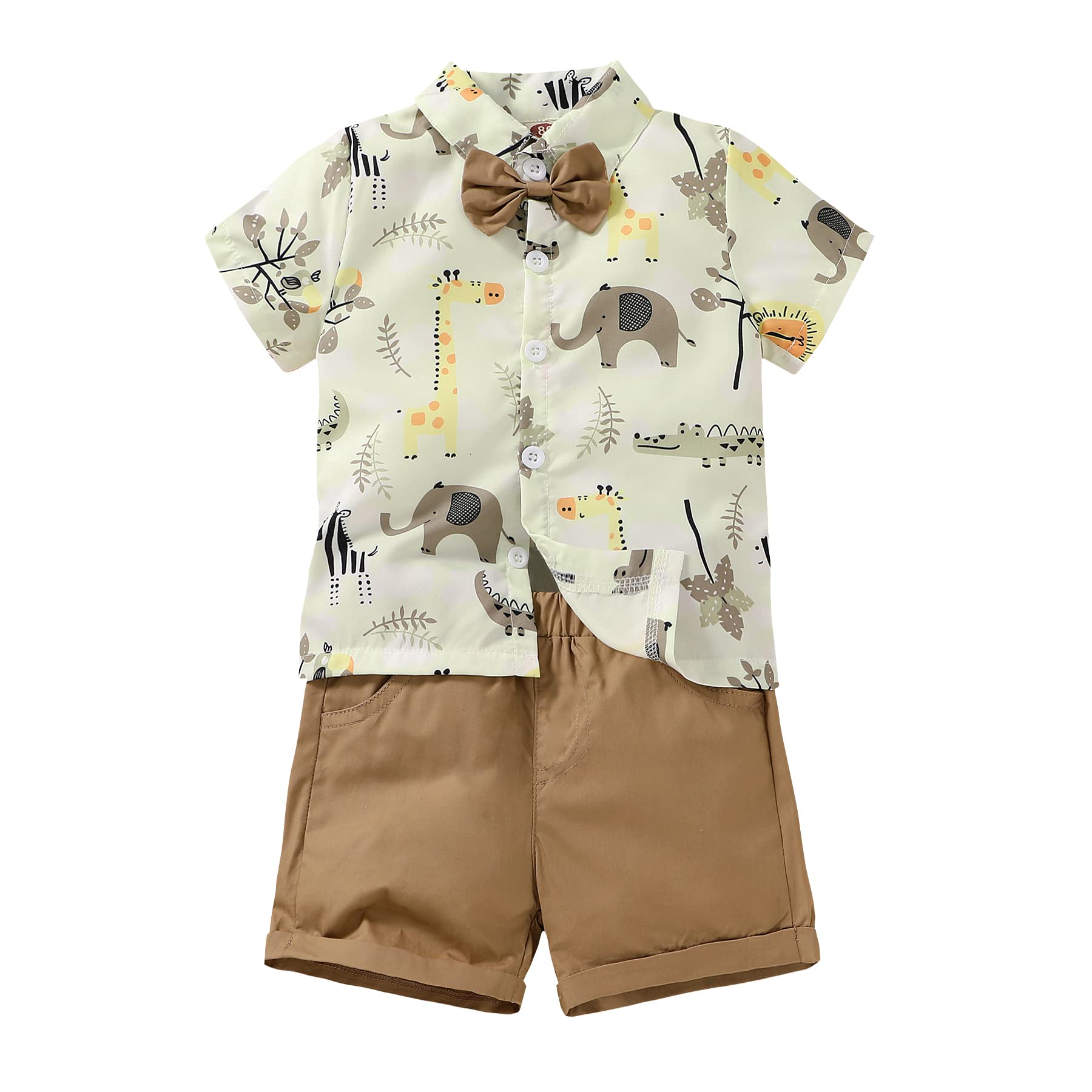 JEELLIGULARToddler Baby Boy Summer Clothes Short Sleeve Button Down Shirt Shorts Set Gentlemen Casual Outfits 1-6 Years