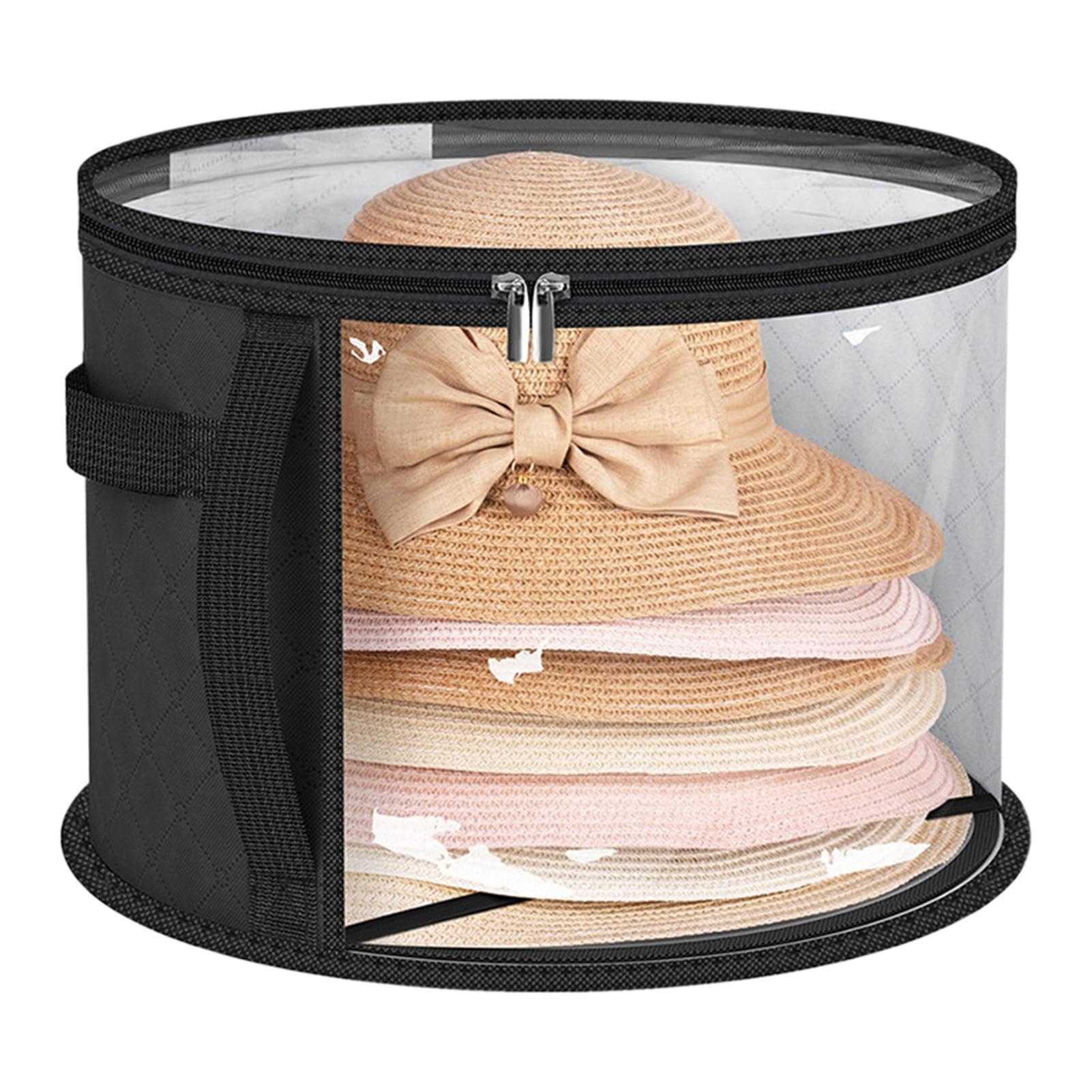 Hat Storage Bucket - Large Capacity Beach Hat Storage Bag | Transparent Hat Box Container With Zipper | Foldable Hat Boxes For Women Storage | Cowboy Hat Storage Box | Hat Storage Bag For Scarf Gloves