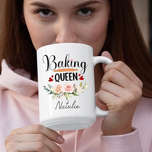 Miniatura 3 de Taza personalizada para hornear Queen, regalos de panadería, regalos de horneado, taza de café para panadería para cumpleaños, taza de café para