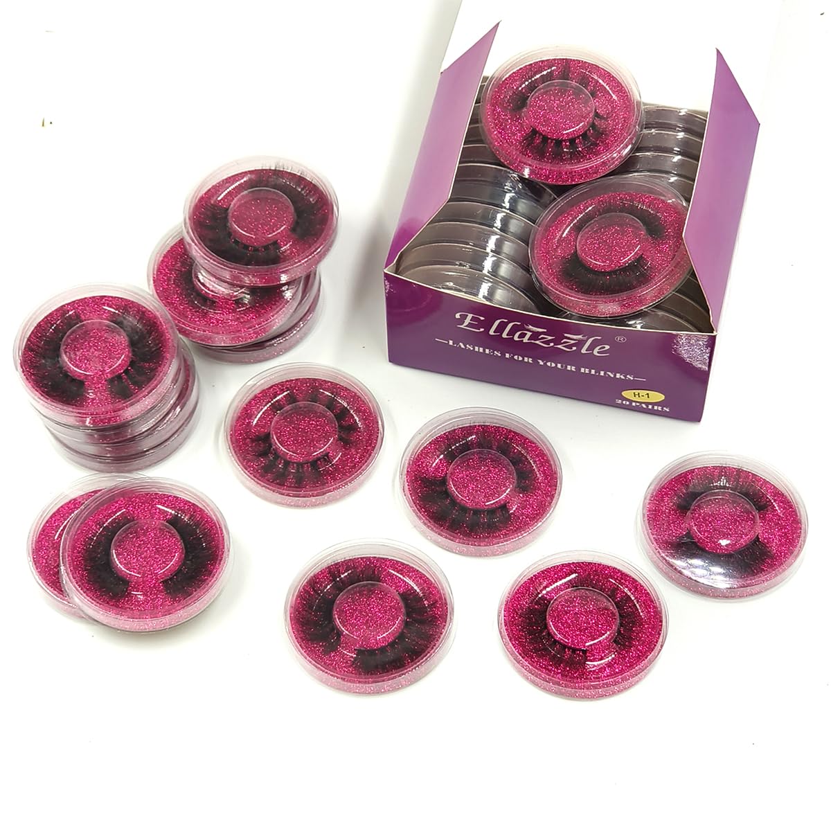 Ellazzle False Eyelashes 20 Pairs Mink Eyelashes Wispy Lashes 15mm Natural Looking Eyelashes(H1)