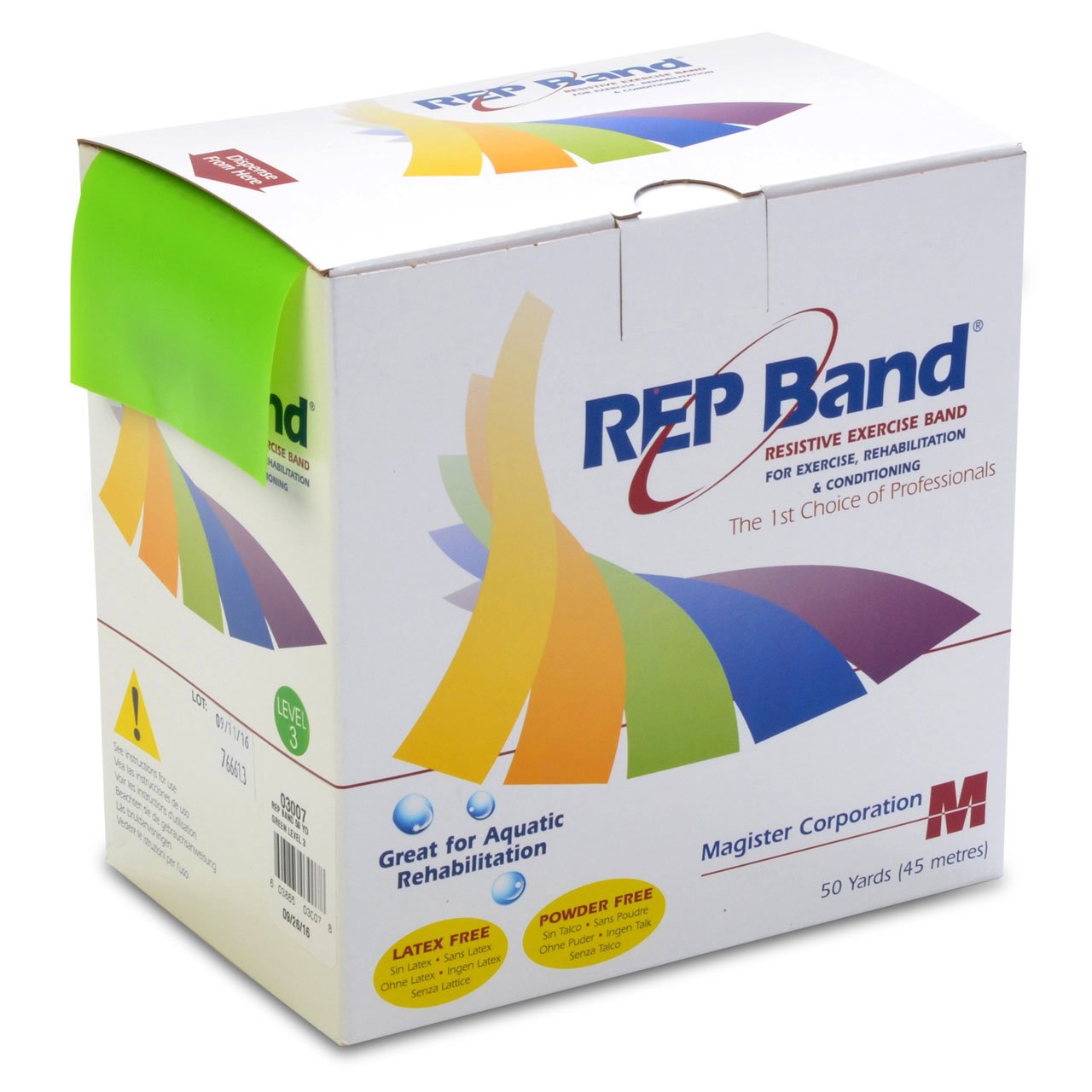 Magister Resistive Exercise - Rep Band Latex-Free GREEN (LEVEL 3) 50 YARD ROLLS by Magister